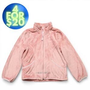 The Children's Place Girls Light Pink Faux Fur Full Zip Sweatshirt Size M 7/8